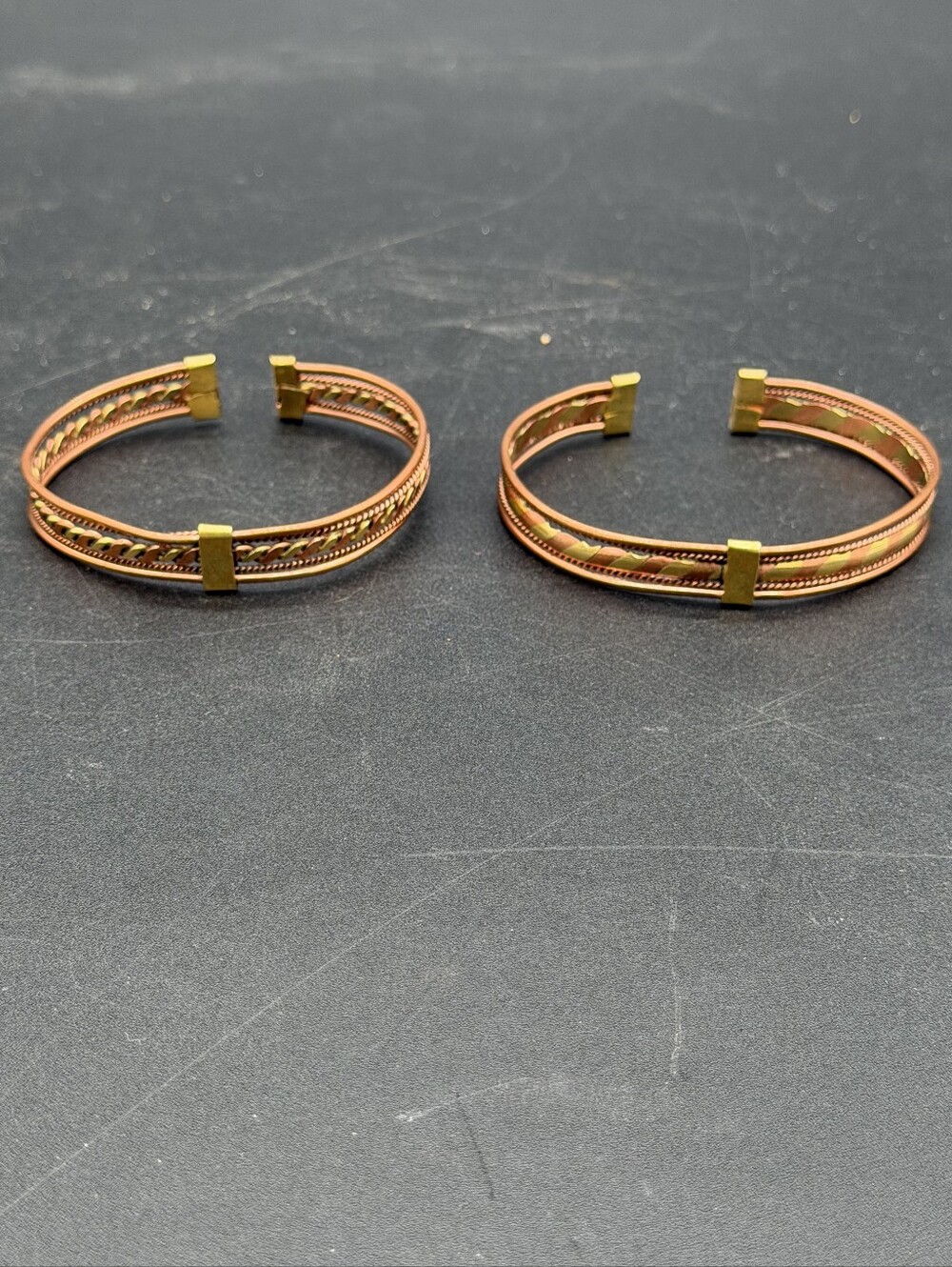 Gold-Tone Braided Copper Cuff Bracelets - Set of 2